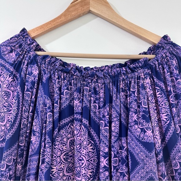 Alice & Trixie off the shoulder Long Sleeve top paisley purple pink XS - Picture 3 of 7